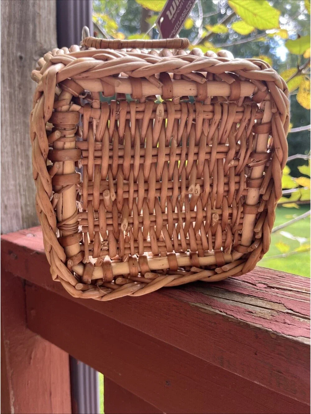 Vintage Wilco Imports Square Wicker Basket NWT Deadstock Boho Storage Handles